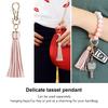 UpUDo Keychain Bracelet Wristlet, Silicone Beaded Key Ring Bracelet with Card Wallet, Elastic Key Ring Bangle for Women, Rose Gold, Large