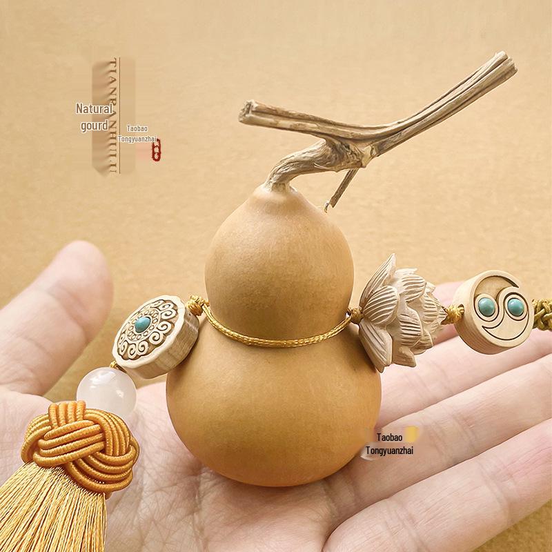 Wooden Five Emperors Coin Car Ornament: Real Natural Gourd Pendant for Doors & Bedrooms