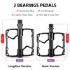 WEST BIKING 3 Bearings Bike Pedals Carbon Fiber Tube Ultralight Aluminum Widen Flat Pedal Anti-slip MTB Road Bike Pedals