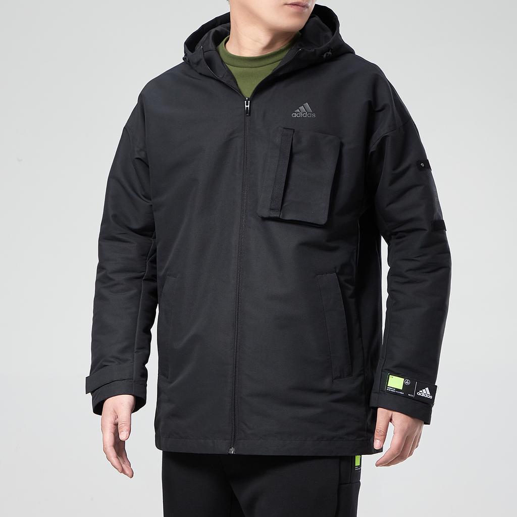 Adidas Solid Color Hooded Jacket Men Outerwear Black GP0982