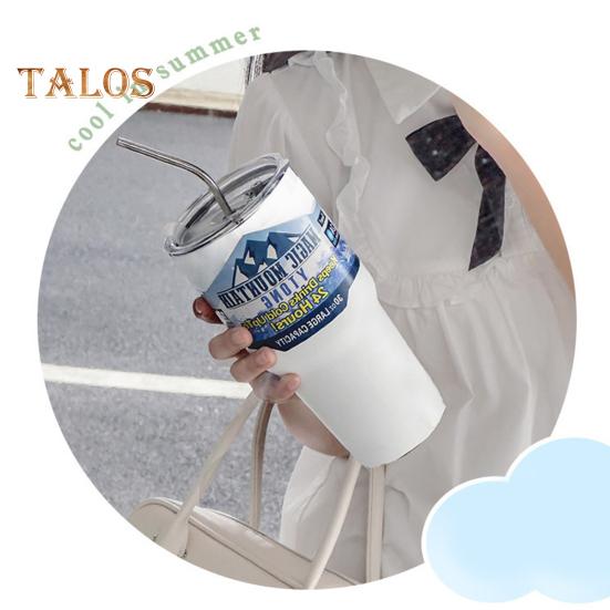 Stainless Steel Ice Cup 900ML Large Capacity Insulation Tumbler with Straw Car Coffee Cup for Hot Cold Drinks Water Tea Milk Office Outdoor Insulated