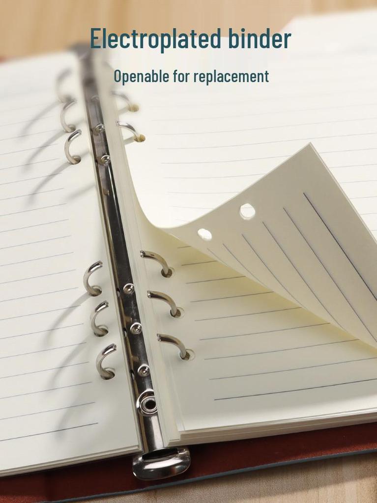 A5 Leather Business Notebook with Logo Printing, Thick Ring Binder & Buckle Closure - Perfect for Office Notes