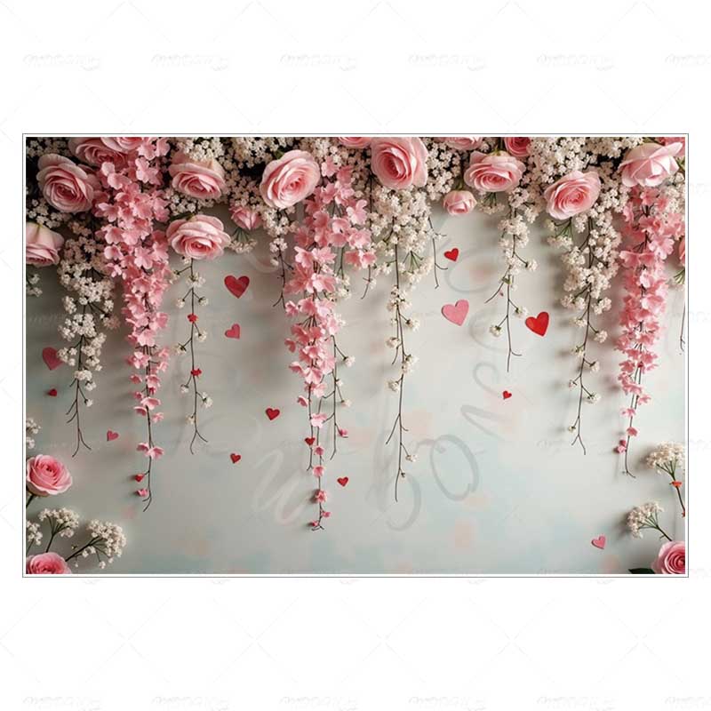 MOON.QG Valentine's Day Decoration Photo Background Candy Shop Teddy Bear Rose Soad Backdrops For Photography Studio Photozone