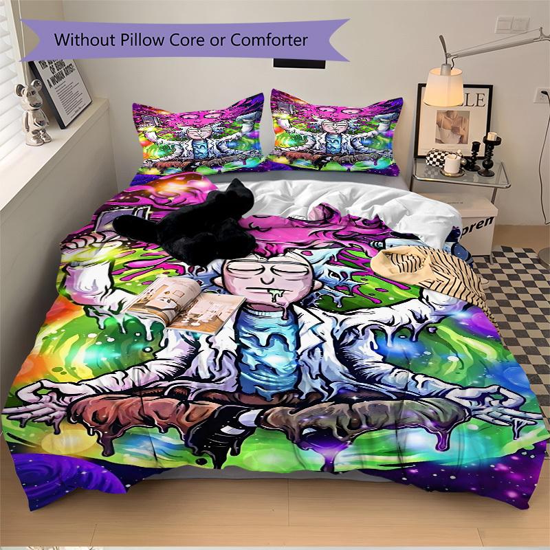 3pcs Rick and Morty Duvet Cover Set, 1 Duvet Cover + 2 Pillowcases (No Insert), High-Definition Print for All Seasons,Durable yy251103008
