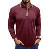 Men's Knit Long Sleeve Polo Shirts Turn Down Collar Business Casual Pullover Tops