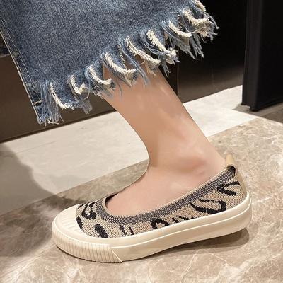 2024 New Fashionable Leopard Print Soft Shallow Slip-on Women's Sports Shoes with Flat Soles, Comfortable and Casual Wear