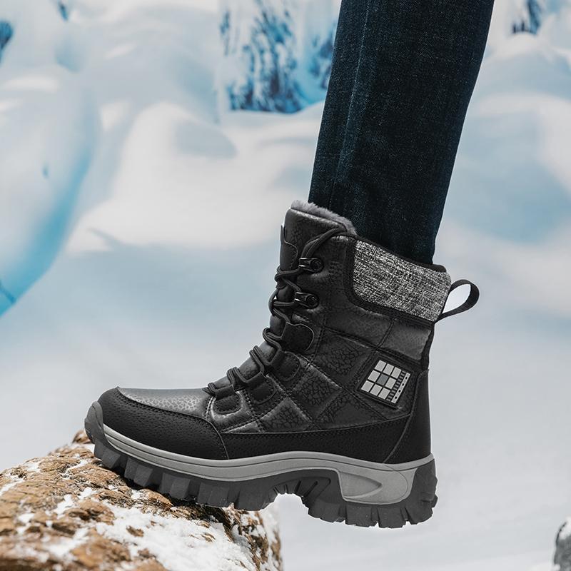 36-46 Winter Men's Plus Velvet High-top Outdoor Boots Women's Large Size Hiking Shoes Plus Fur Warm Hiking Boots