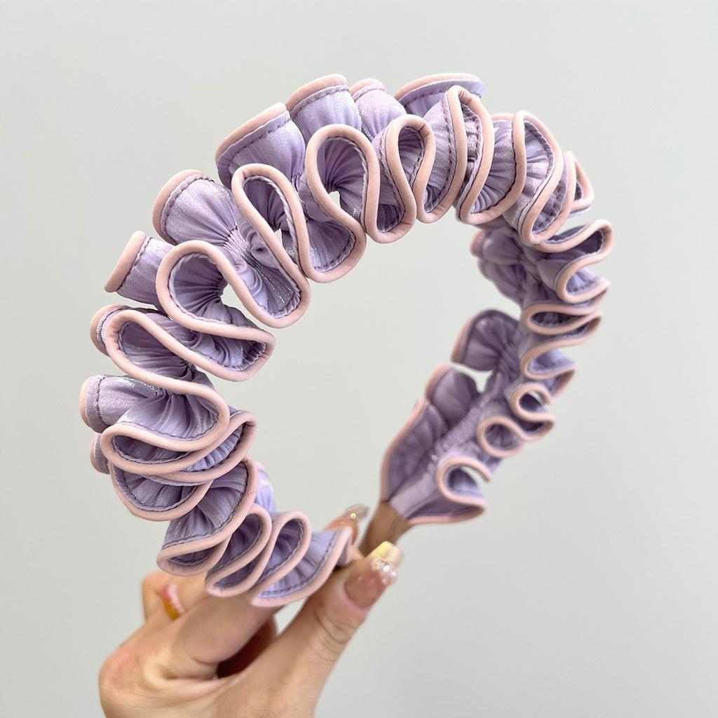 New Pleated Hemmed Satin Headband  Women's Fashion Versatile Wide Headband  Face Wash  High Cranial Top  Hair Bands for Women