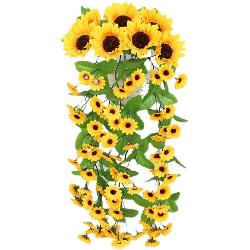Sunflower Wall Hanging Basket - Artificial Vine for Indoor Decor