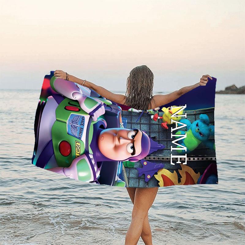 1pc Toy Story2 Beach Towel with Custom Name, Beach/Swimming/Bath/Picnic/Camping Towel, Suitable for Seaside Beaches