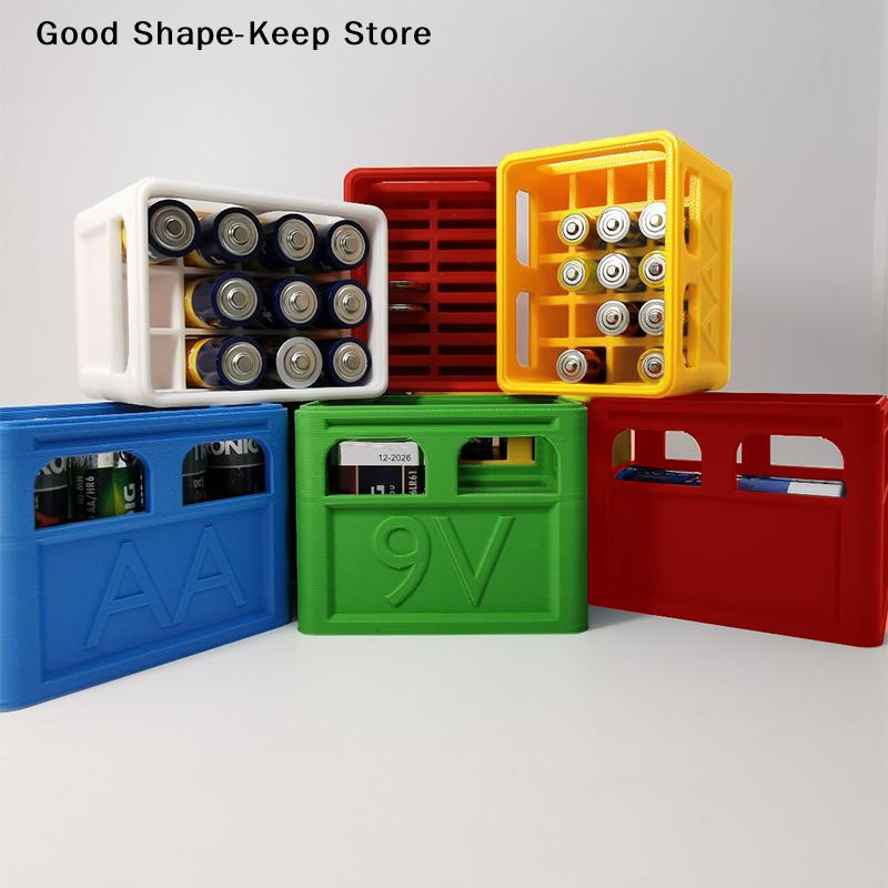 AAA/AA/9V/CR2032/CR2025 Stackable Battery Organizer Decorative Battery Storage Box Battery Holder, Home, Office Storage Box