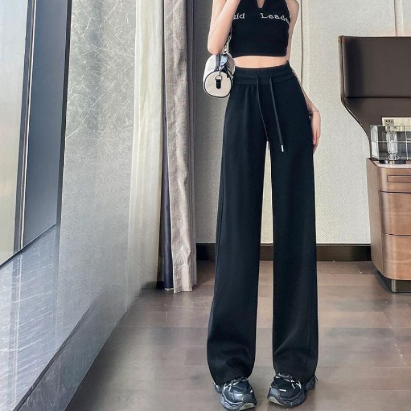 

Loose Wide-leg Lulu Pants for Spring, Autumn and Summer, High-waisted Slimming Casual Sweatpants XXL чорний