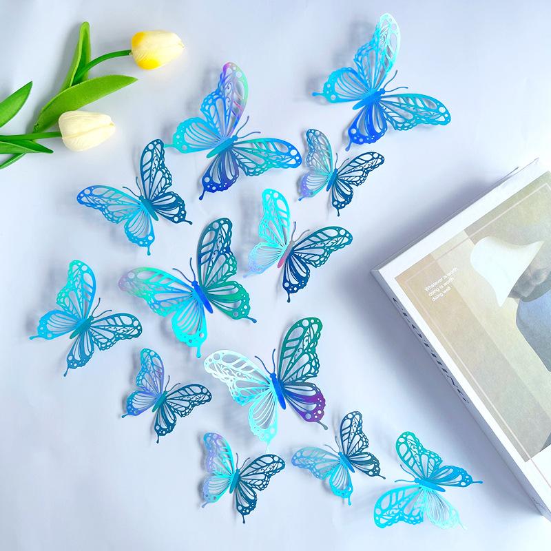 12pcs 3D Butterfly Wall Decor 3 Sizes, Butterfly Decorations for Butterfly Birthday Party Cake Room Decorations