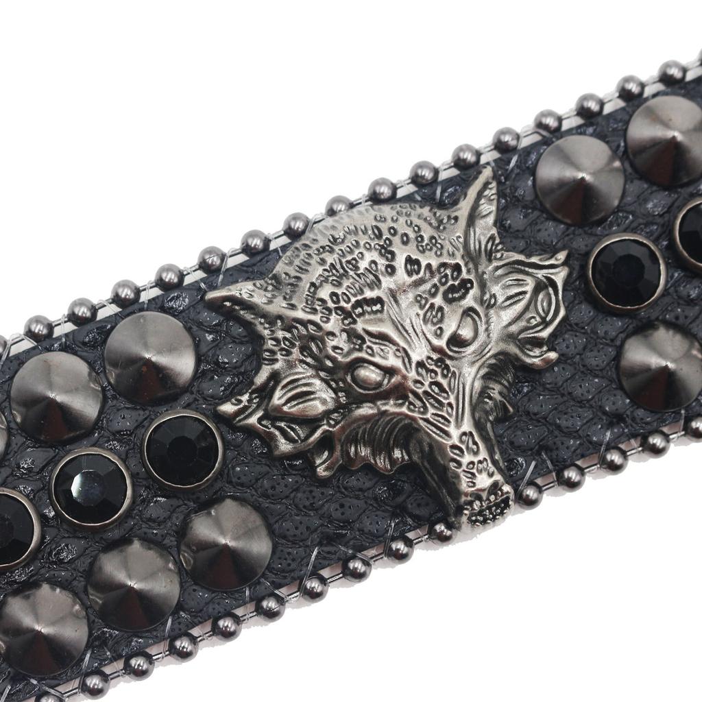 American Rhinestone Rivet Bracelet, Wolf Head Decorative Punk Gothic Personalized Jewelry