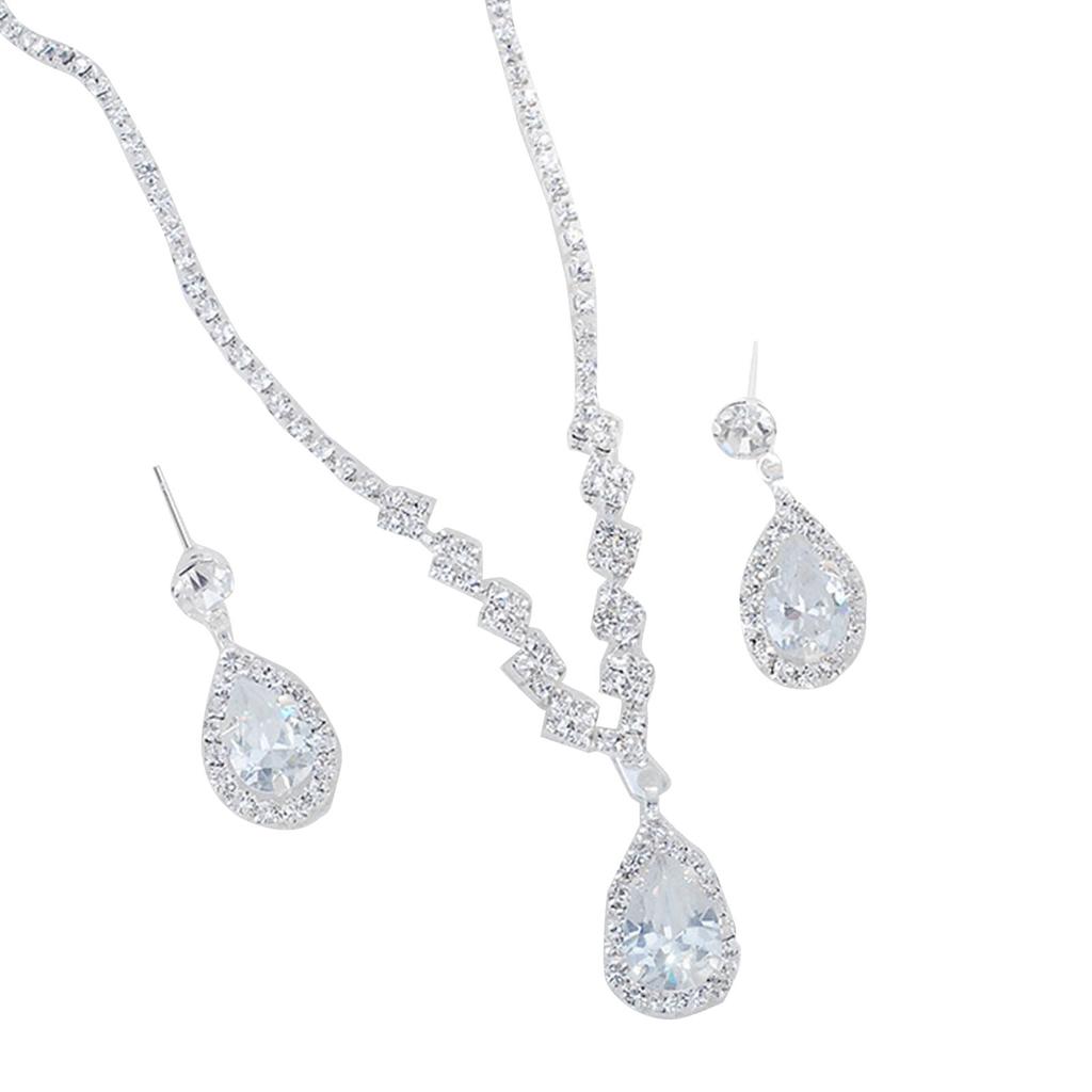 Necklace Earring Set for Women Beautiful Rhinestone Jewelry Set Necklace Set for Parties Anniversaries