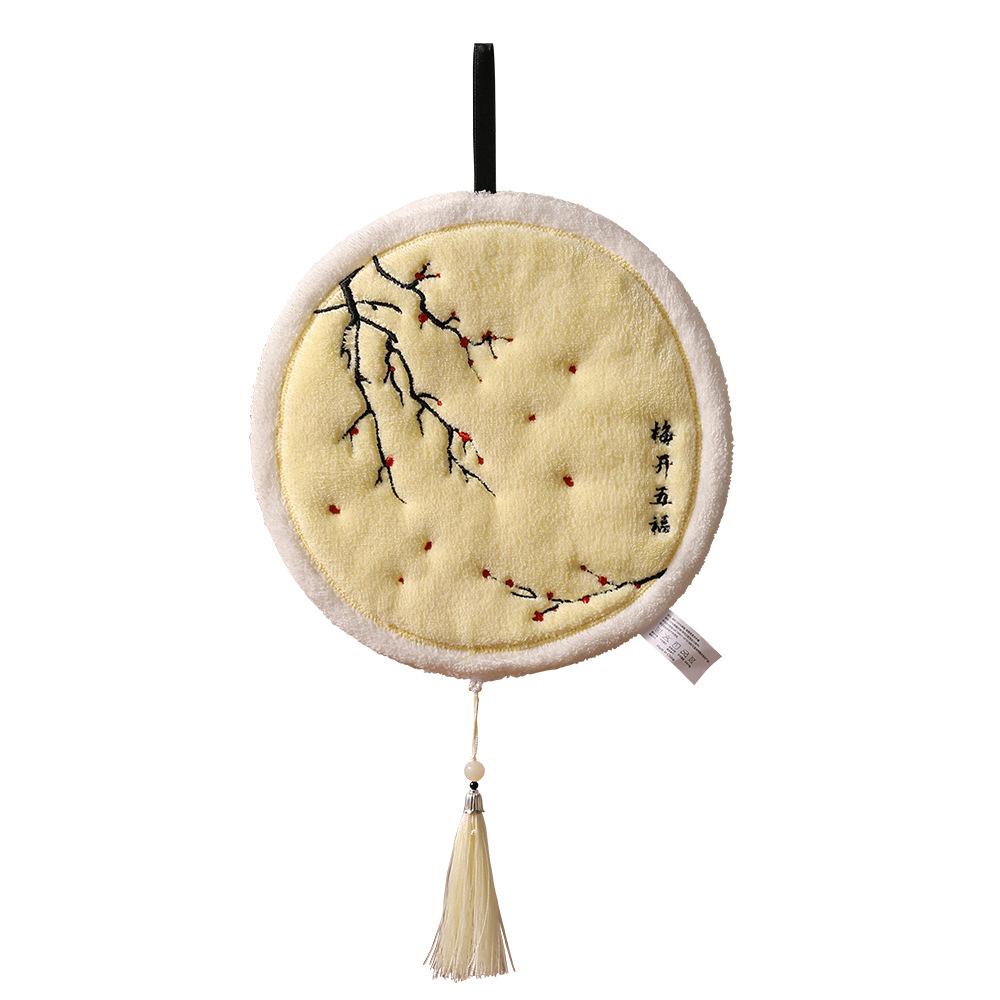 New Chinese-style Traditional-inspired Warm-toned Tassel Pendant Double-layer Absorbent Towel