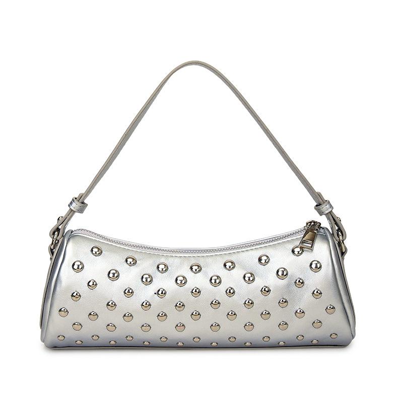 2025 Summer New Fashion Trend High-end Sense Rivet Punk Style Baguette Bag Shoulder Handbag
