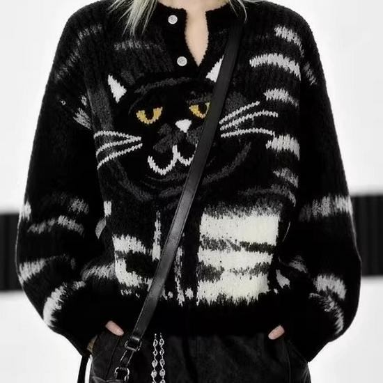 Faules Katzenpaar 2026 Herbst/Winter Weicher Strick-Cardigan für Damen und Herren