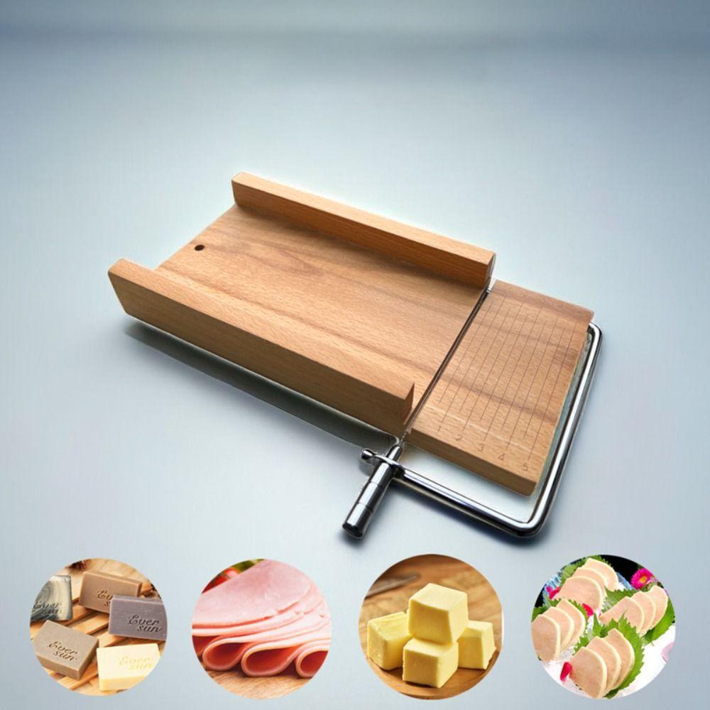 Kitchen Gadgets Wood Cheese Slicer Stainless Steel Wire with Scale Ham Slicer Handmade Cheese Cutter Bread