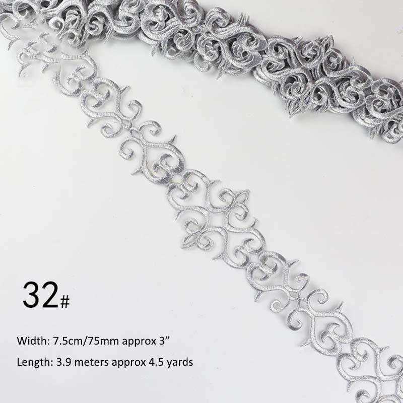 Gold Silver Thread Heavy Embroidery Lace Ribbon Shiny Diy Ethnic Garment Costume Dress Embellished Textile Iron-on Lace Trims
