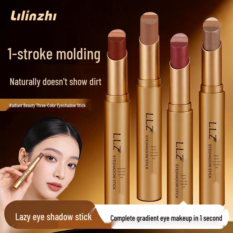 Lilin Zhi Radiant Beauty Three-Color Eyeshadow Stick - Gradient Pearlescent Shimmer for Effortless Under-Eye Contouring.