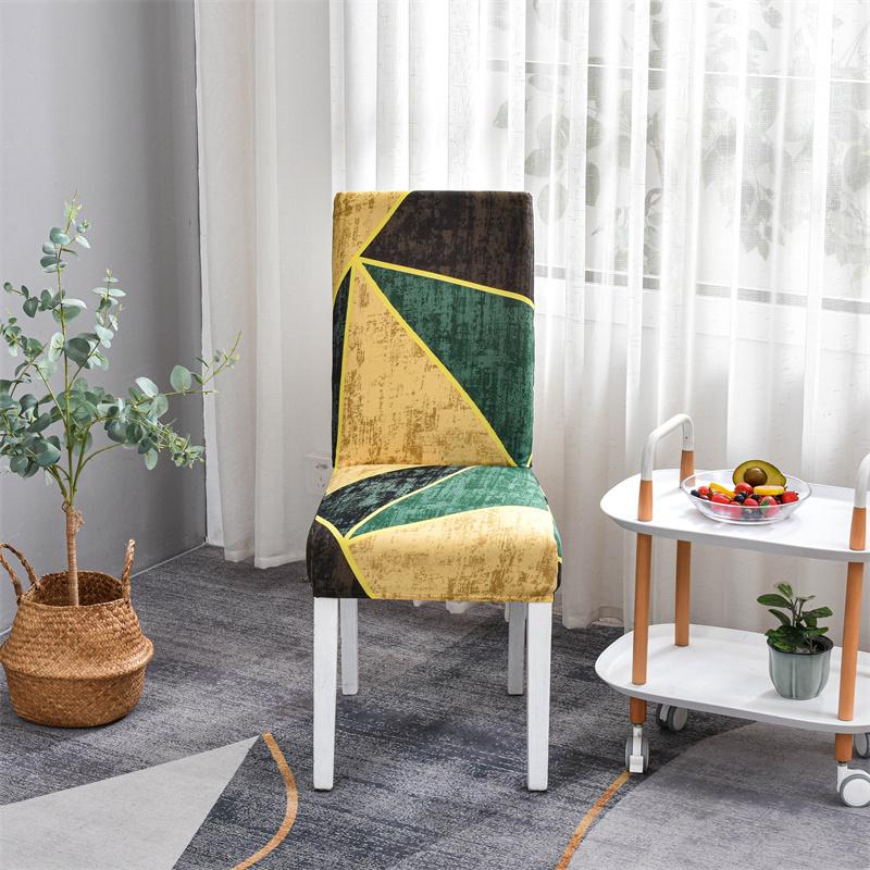 Geometric Elastic Dining Chair Cover Universal Seat Slipcover for Kitchen Wedding Banquet Home Decor