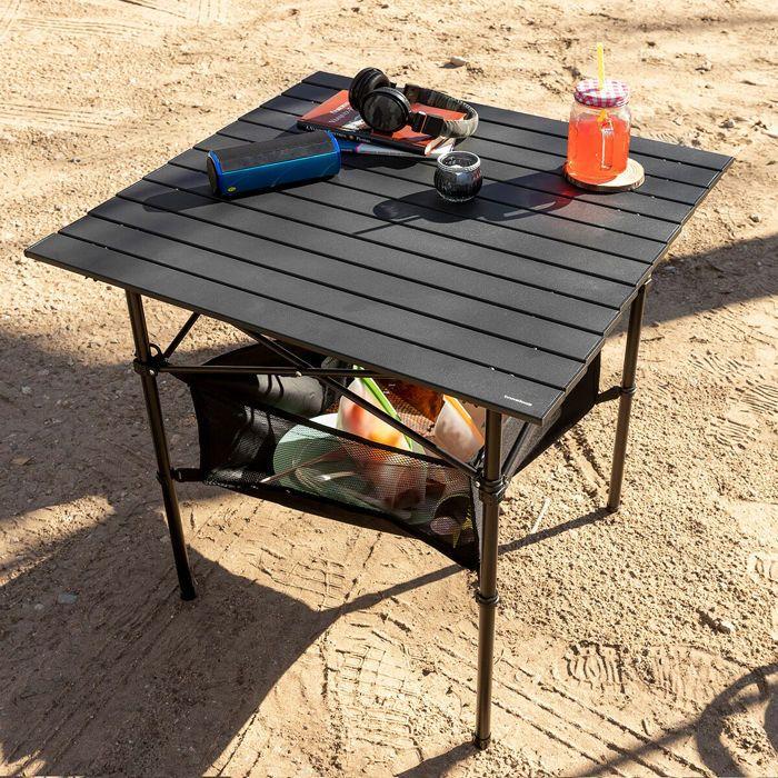 Table de Camping - InnovaGoods - Pliable - Noir - Léger - Sac de transport