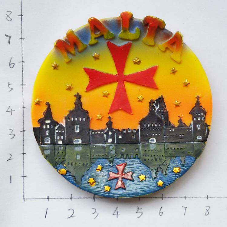 Magnete Da Frigo 3D Malta | Souvenir Fatto A Mano In Resina | Decorazione Per Casa E Cucina | Formato 5x8,5 Cm