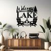Vintage Welcome To The Lake Metal Sign Wall Art Decor Rustic Cabin Gift