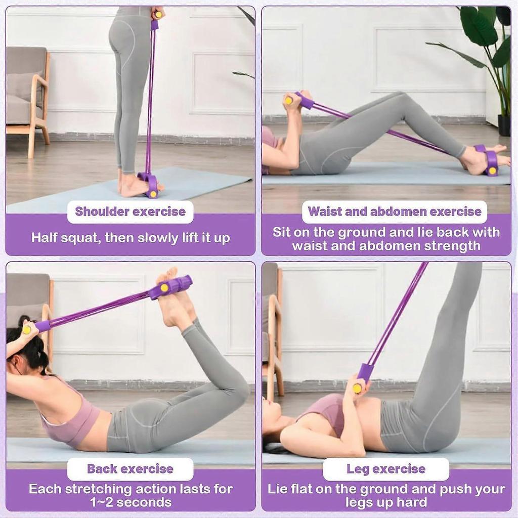 Multifunction Tension Rope, 6 Tube Foot Pedal Resistance Bands with Handles, Abdominal Exercise Equipment for Sit-Ups, Yoga, Full-Body Training, Home