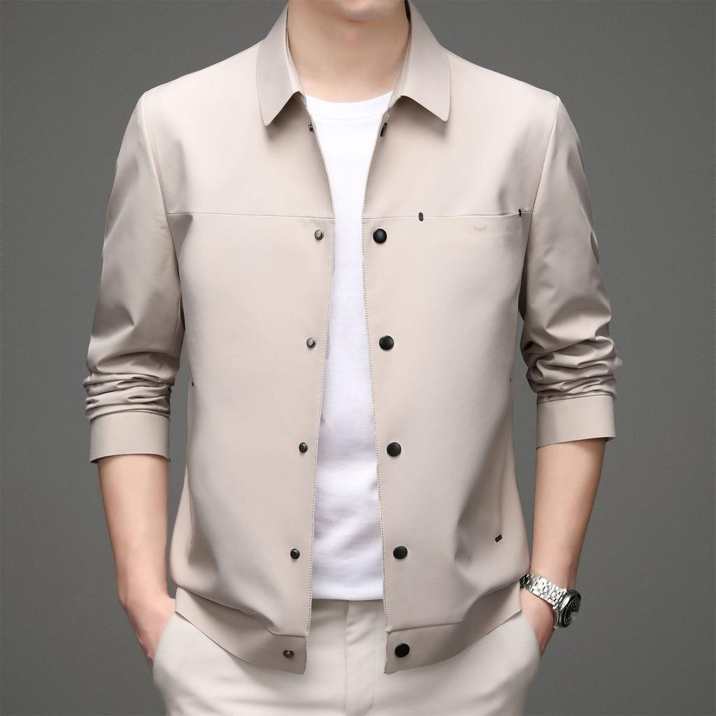 Autumn New Men's Jacket Korean Version of Casual Fashion Trend Lapel Top Middle-aged Thin Coat Men