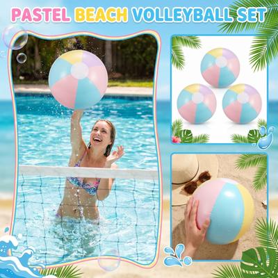 Inflatable PVC Beach Ball — Macaron-Colored Water Toy & Colorful Pool Play Ball
