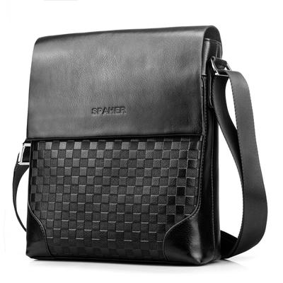 Shoulder Bag for Shoulder Large Business Messenger for Business Trips [SPAHER] Men, Leather, Crossbody, Vertical, Bag, Multifunctional, Waterproof,