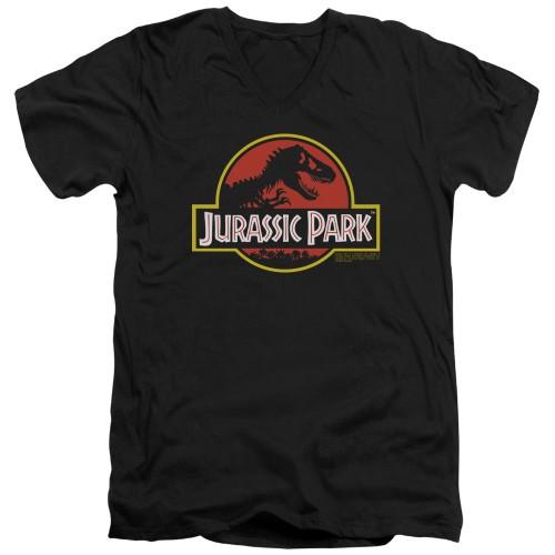 Jurassic Park Classic Logo Adult VNeck TShirt Black Unisex T-Shirt M