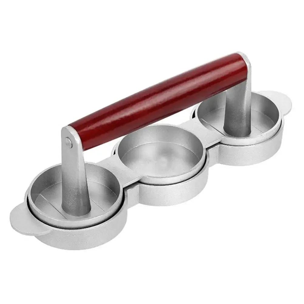 Round Shape Non - Stick Triple Burger Press Hamburger Patty Maker Mold for Chef Cutlets, Hamburger Meat, Beef Grill