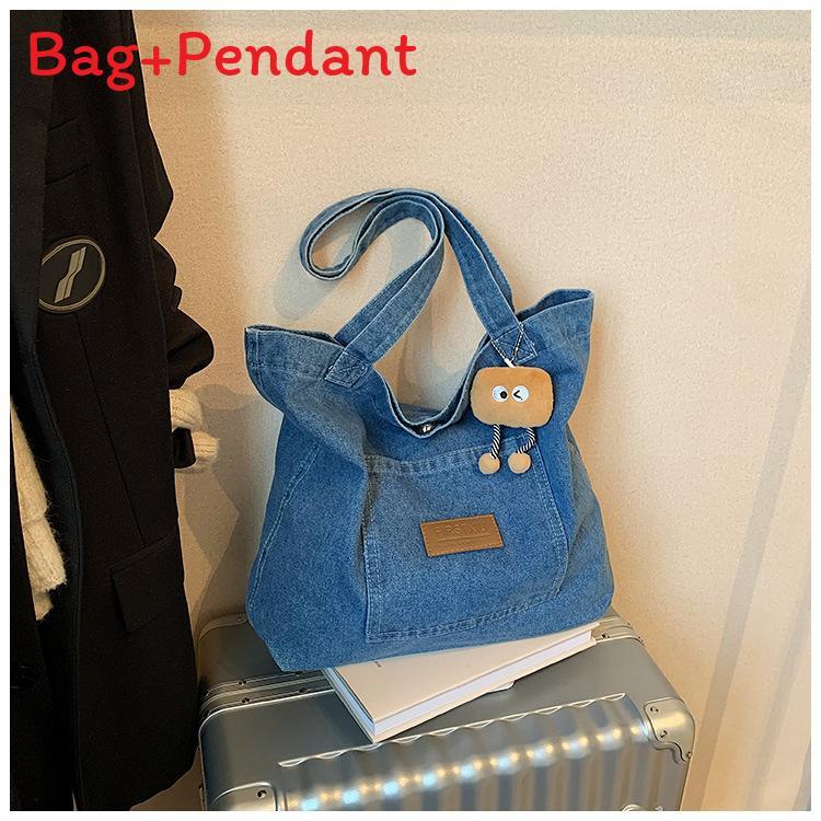 Denim Tote Bag For Women With Magnetic Closure And Inner Phone Pocket For Casual Daily Use