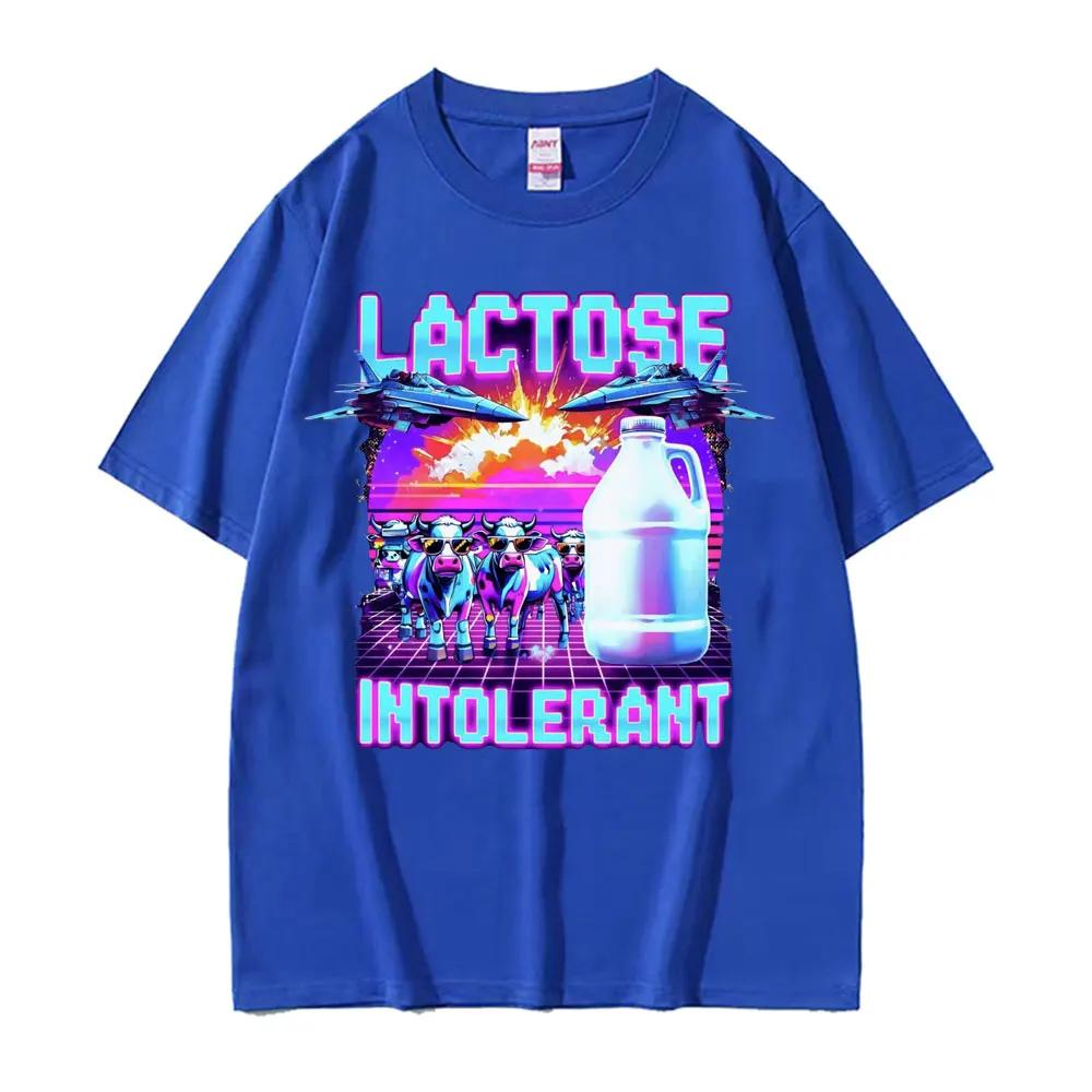 Lactose Intolerant Meme Graphic TShirt Retro Milk 90s Funny Humor T Shirts Unisex Women Casual Cotton Oversized T Shirt Streetwear