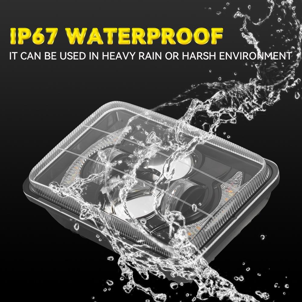 4x6" Inch LED Headlights Hi/Lo Beam with White Amber DRL for H4651 H4652 H4656 H4666 Car Truck Conversion Offraod