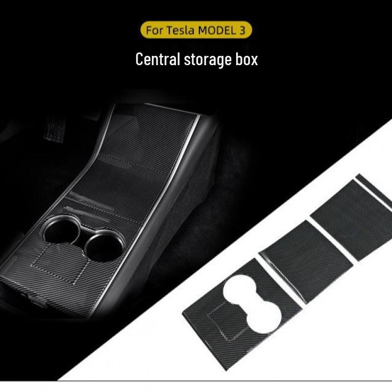 Tesla Model 3 Karbonfaser-Konsolenpanel Kratzfester Dekorativer Aufkleber