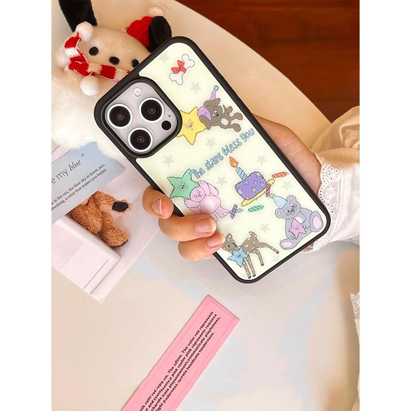 New American INS Retro Cartoon Small Animal Party Kawaii Phone Case For iPhone 16 15 14 13 12 11 Pro Max Plus Y2K Advenced Shell