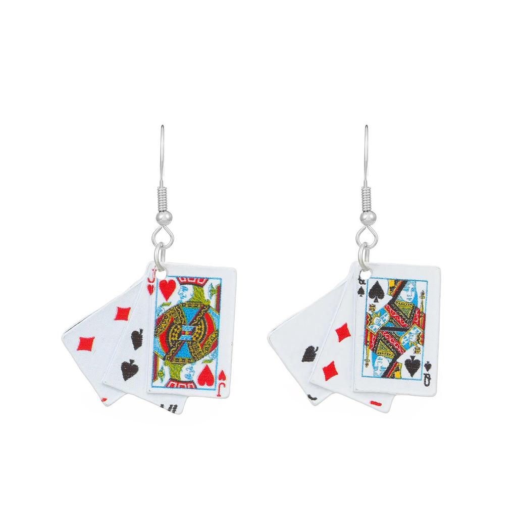 Handmade Personality Playing Card Earrings - Creative and Fun Accessories