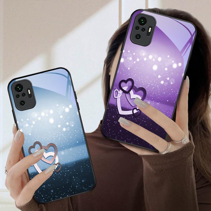 Warm and Romantic Love For Redmi Note 8 9 9S 12S 10 Pro 11 12 13 Pro+ 14 Pro K60 Ultra 13C 14C A3 12 13 Black Glass Phone Case