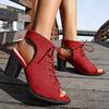 2025 New Summer Women Sandals Plus Size 36-42 Denim Upper Women's Shoes High Heel Fashion Sexy Strap Cooling Boots