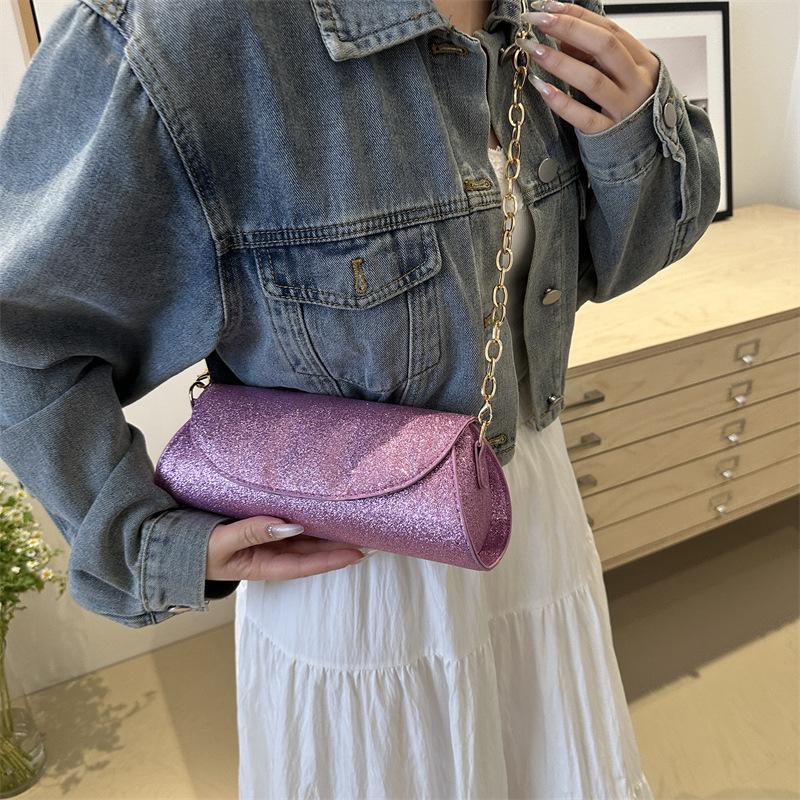 French personality trend literary bag women's new dinner bag sequined texture handbag chain shoulder messenger bag
