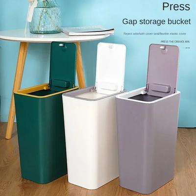 Bathroom Trash Can 10L Small Garbage Can with Press Top Lid for Toilet Bedroom Living Room Plastic Wastebasket with Pop-up Lid