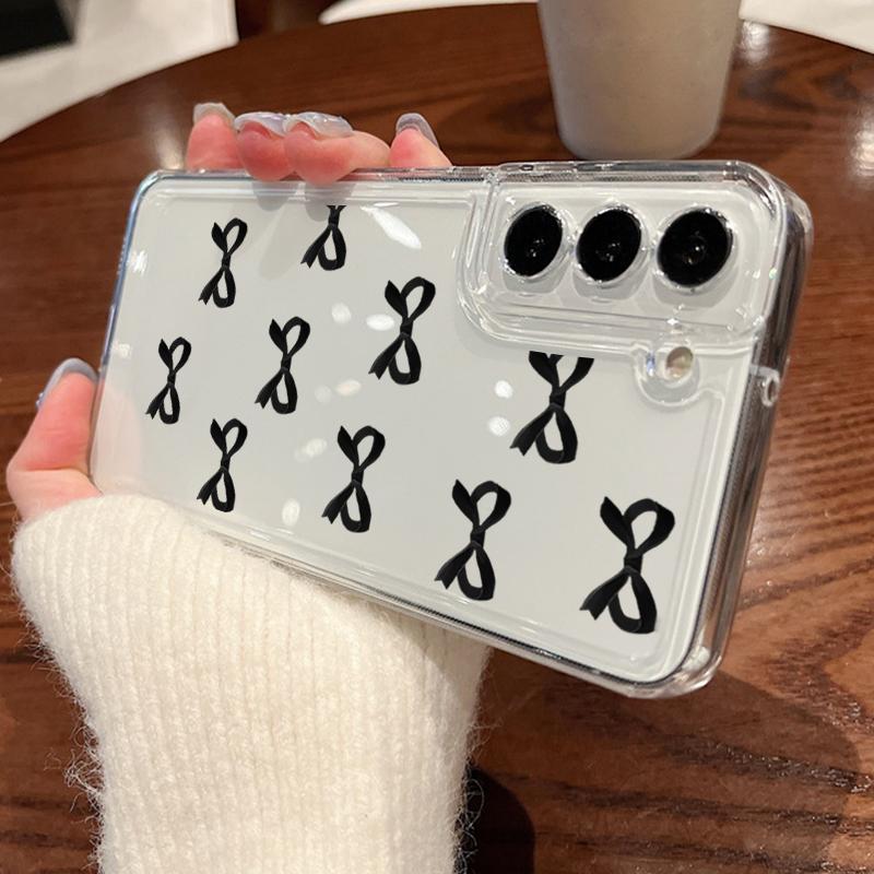 Soft Case For Samsung Galaxy S25 S24 S23 S22 Ultra S24 FE A15 A14 A55 A54 A36 A56 A16 A52 A35 5G Bow Pattern Clear Phone Cover