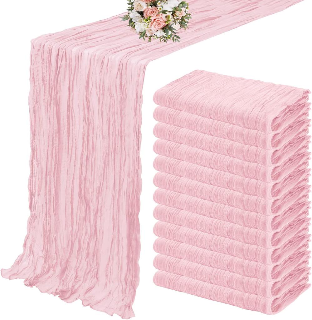 10PCS Terracotta Semi-Sheer Table Runner Gauze Cheesecloth Table Setting Dining Wedding Reception Events Christmas Fall Decor