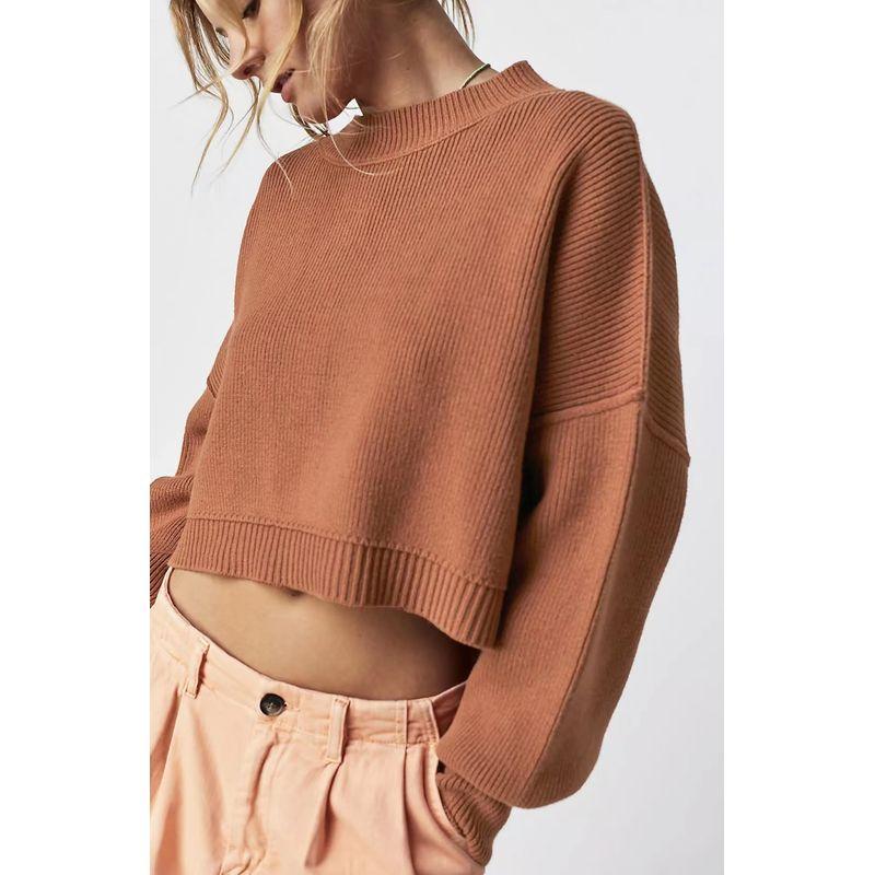 European and American Fashion Round Neck Loose Pullover Knit Sweater Round Neck Neck Loose Knit Sweater