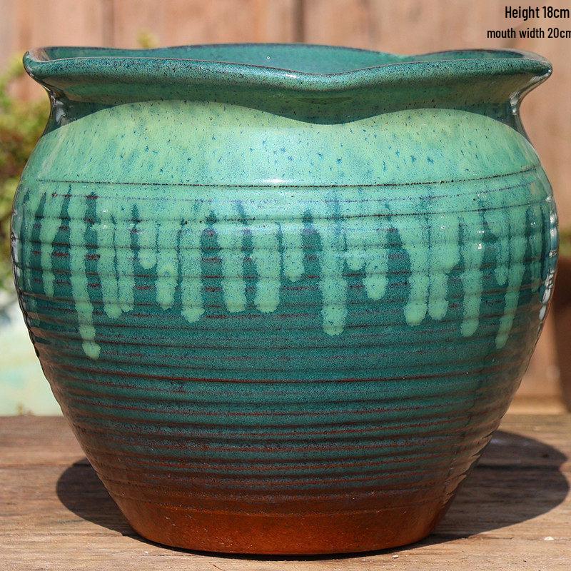 Vaso per Succulente in Ceramica Grezza Fatto a Mano - Fioriera Orchidea Intagliata con Ampia Bocca