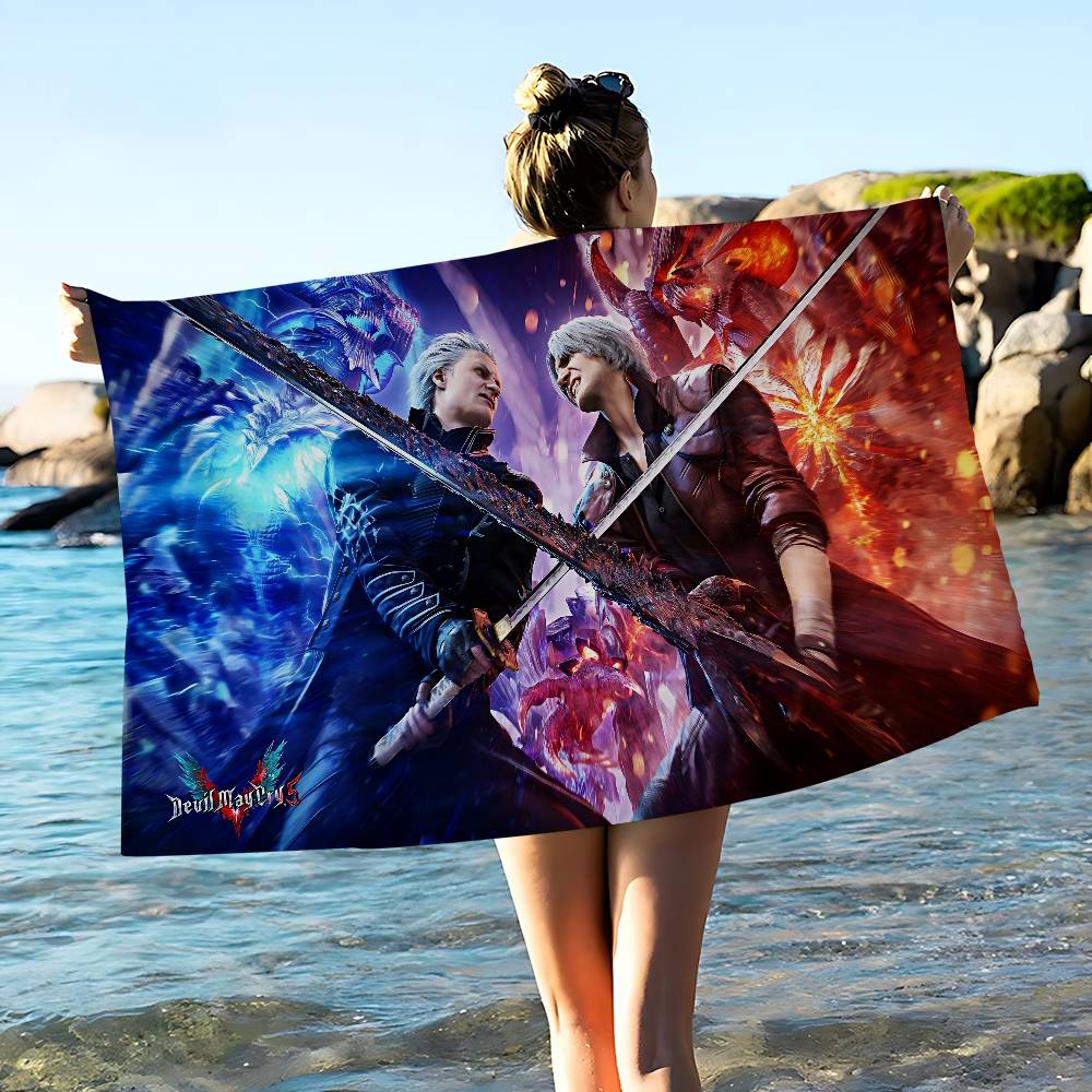 D-Devil May Cry Bath Towel Microfiber Soft Water Absorbing Breathable For Girl Kids Decorative Cartoon Beach Towel